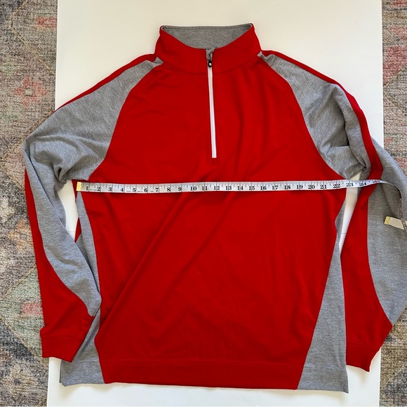 Footjoy Mens L Golf Pullover 1/4 Zip Red Gray Performance Stretch Long Sleeve - Picture 8 of 9